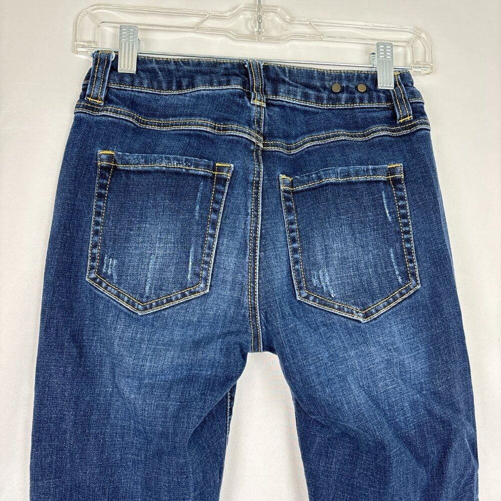 Cabi High Straight Jeans Women's Size 0‎ Medium Wash Distressed Stretch Denim - Picture 5 of 16